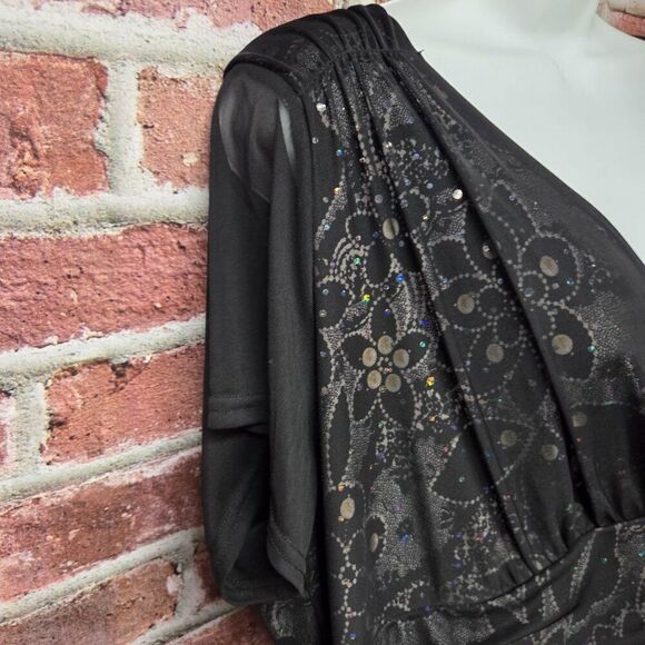 Studio 1940 Floral Dress 22W | Vintage Y2K Handkerchief Hem Layered Black Boho - Picture 4 of 8